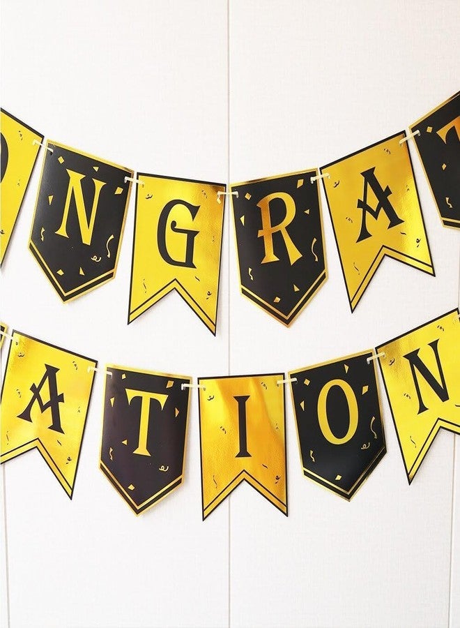 AMFIN® (6 inch) Congratulations Banner for Wedding, Anniversary, Graduation Party, Retirement, Achievement, Birthday Decoration Items - Black - Image 2